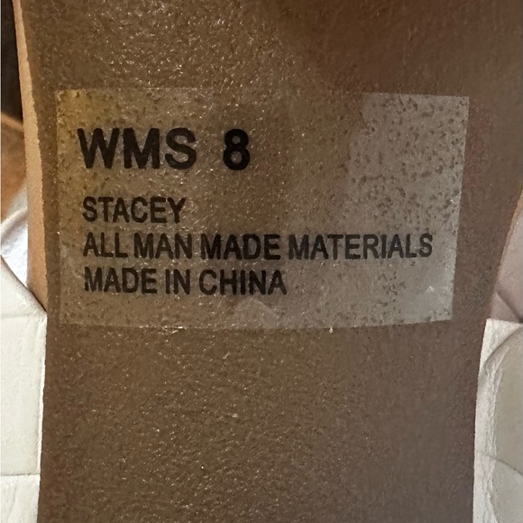 White and cream faux leather block heel sandals #blockheel - Picture 6 of 6